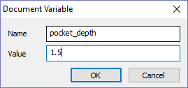 New Document Variable Dialog with values